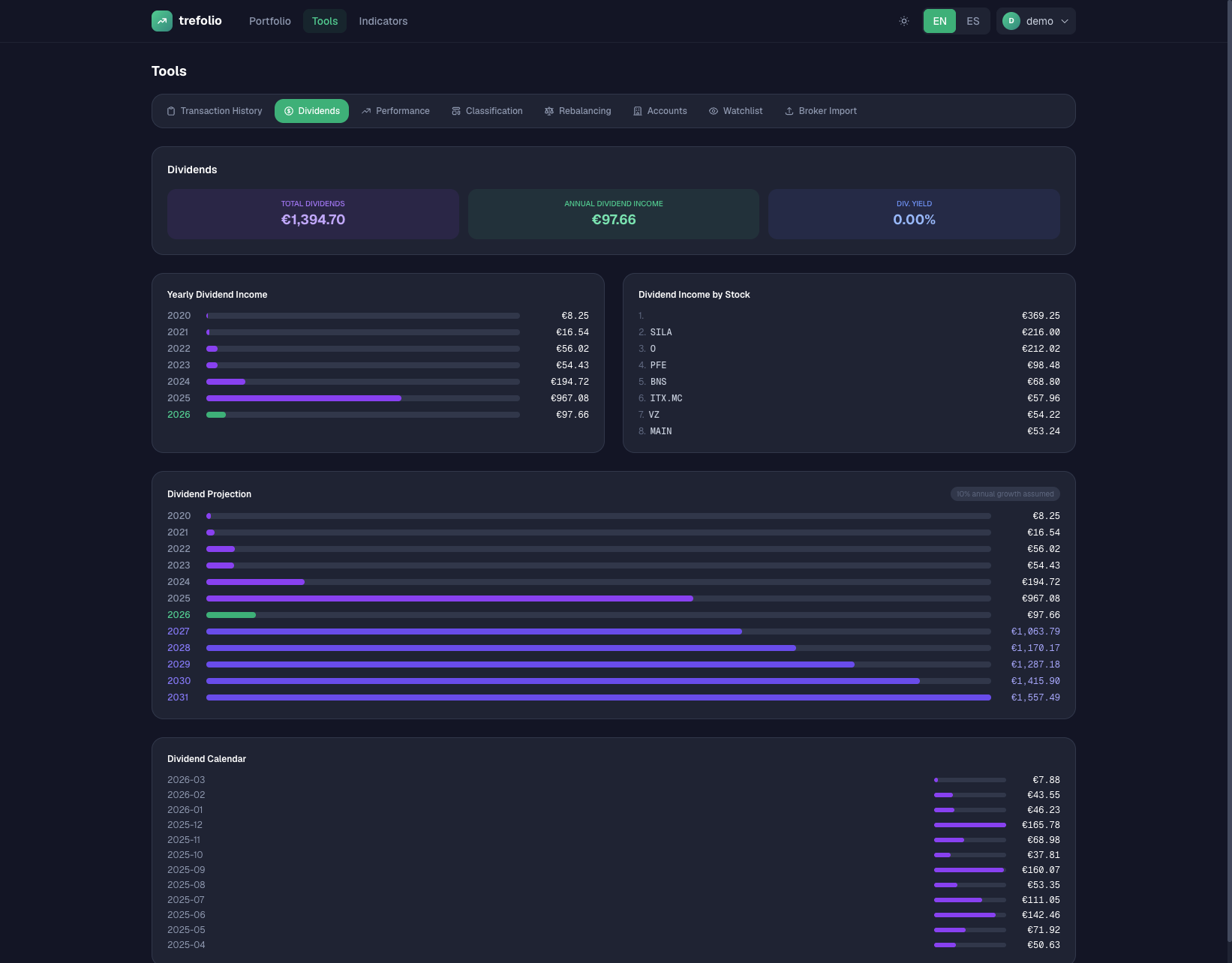 Track & Project Your Dividend Income